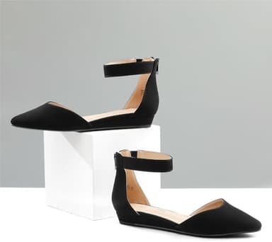 DREAM PAIRS Women's Low Wedge Round Toe Ankle Strap Dress Comfortable Casual Flats Shoes - Image 6