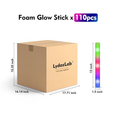 Lydazlab 110PCS LED Foam Glow Sticks, Foam Light Up Sticks, Wedding Glow Stick Bulk Party Pack with 3 Modes Flashing, Glow in the Dark Party Supplies for Halloween, Birthday, Camping, Carnival, Rave - Image 7
