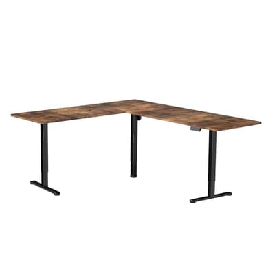 VIVO Electric Corner 84 x 63 inch L-Shaped Standing Desk, Memory Height Adjustment, Rustic Vintage Brown Top Black Frame, DESK-E3CTBN-84 - Image 9