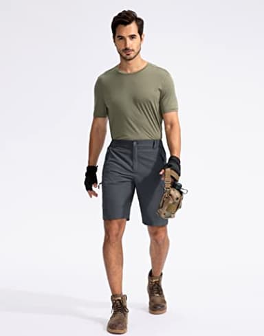 Pudolla Men's Hiking Cargo Shorts 9" Lightweight Outdoor Work Shorts for Men Travel Golf Camping Casual with 5 Zipper Pockets(Deep Grey Large) - Image 6
