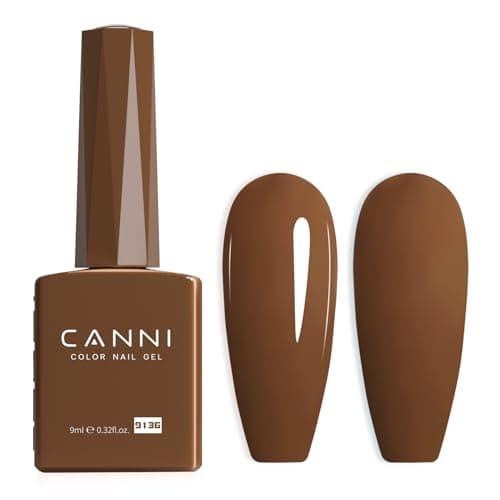 CANNI Brown Fall Gel Nail Polish, Chocolate Brown Gel Polish for Fall Winter Color, High Gloss Soak Off U V, French Nail Manicure Salon DIY - Image 1