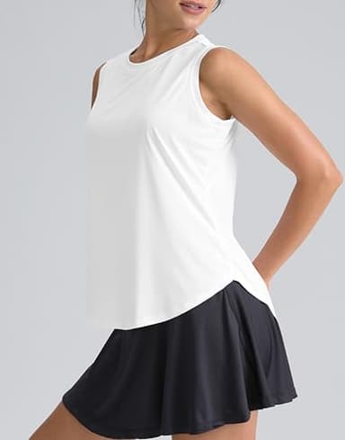 SANTINY Women's Sleeveless Workout Tops Breathable Lightweight Active Tennis Yoga Shirts Athletic Running Tank Tops for Women (White_L) - Image 3
