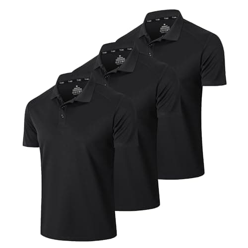 Gaiatiger Men’s 3 Pack Polo Shirt Moisture Wicking Quick Dry Performance Athletic Short Sleeve Golf Shirt,0427,3Black,M - Image 1