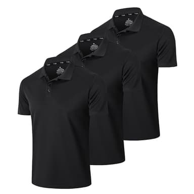 Gaiatiger Men’s 3 Pack Polo Shirt Moisture Wicking Quick Dry Performance Athletic Short Sleeve Golf Shirt,0427,3Black,M - Image 1