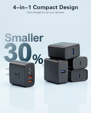 3-Pack USB C Charger Block, 40W 4-Port Type C Fast Charging Block Dual USBC Power Adapter Multiport Wall Plug Multiple USB Charger Block Cube for iPhone 16 15 14 13 12 11 Pro Max Plus XS XR,Samsung - Image 6