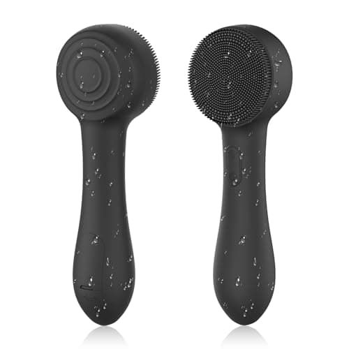 Facial Cleansing Brush Silicone Face Scrubber Waterproof Rechargeable Exfoliator Massage Device for Men & Women, Deep Pore Cleansing, Exfoliating, Removing Blackhead Electric Face Scrub Brush (Black) - Image 1