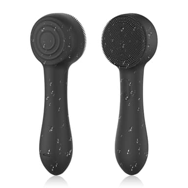 Facial Cleansing Brush Silicone Face Scrubber Waterproof Rechargeable Exfoliator Massage Device for Men & Women, Deep Pore Cleansing, Exfoliating, Removing Blackhead Electric Face Scrub Brush (Black) - Image 1
