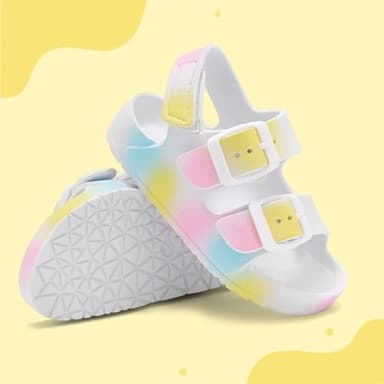 Nedaan Toddler Girls Sandals Kids Adjustable Buckle EVA Slipper Sandals With Hook Loop Back Strap - Image 7