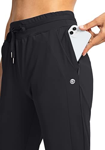 G Gradual Women's Joggers Pants with Zipper Pockets High Waisted Athletic Tapered Sweatpants for Women Workout Lounge (Black, Large) - Image 4