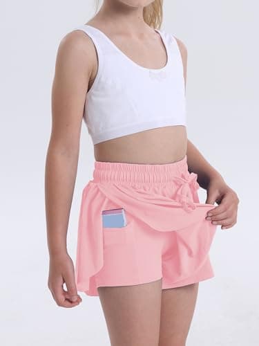 Flowy Shorts for Teen Girls Athletic Running Biker Shorts Youth Butterfly Shorts（Pink-M） - Image 2