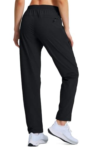 Women's Hiking Pants Quick Dry Lightweight Cargo Pants UPF 50 Water Resistant Zipper Pockets for Golf Travel Work Camping Black - Image 3