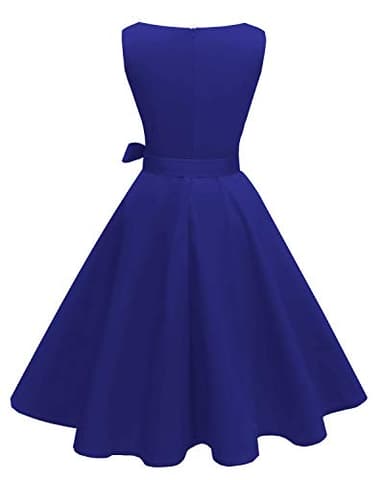 Hanpceirs Women's Boatneck Sleeveless Swing Vintage 1950s Cocktail Dress Royal Blue 3X - Image 3