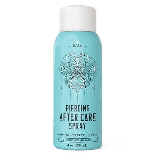 BASE LABORATORIES Piercing Aftercare Spray 4oz | Saline Spray for Piercings | Ear Piercing Cleaner Spray | Saline Solution for Piercings | Piercing & Keloid Bump Removal for Ears, Belly Nose Piercings - Image 1