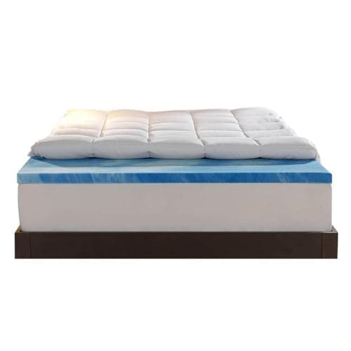 Sleep Innovations Dual Layer 4 Inch Memory Foam Mattress Topper, California King Size, Medium Support, 2 Inch Cooling Gel Memory Foam Plus 2 Inch Pillow Top Cover - Image 1