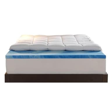 Sleep Innovations Dual Layer 4 Inch Memory Foam Mattress Topper, California King Size, Medium Support, 2 Inch Cooling Gel Memory Foam Plus 2 Inch Pillow Top Cover - Image 1