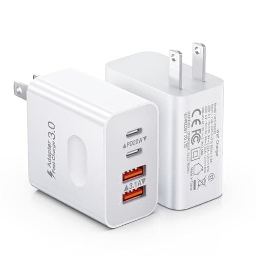 [2-Pack] USB C Wall Charger, 40W 4-Port Fast Charging Block USB C Charger Dual USBC Power Adapter + QC Wall Plug Multiport Brick Type C Block for iPhone 15/14/13/12/11/Pro Max/XS/XR, iPad, Samsung - Image 1