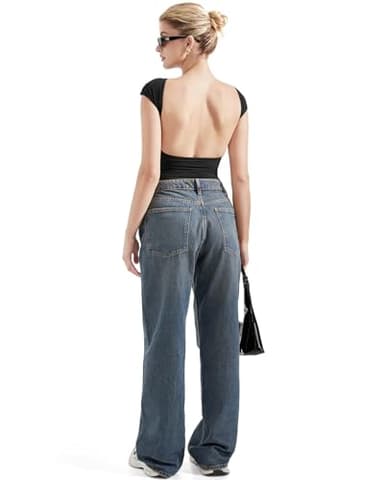 SUUKSESS Women Backless Sexy Going Out Crop Tops Double Lined Open Back Y2k Basic Tee Shirts (Jet Black, S) - Image 4