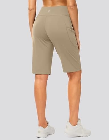 G Gradual Bermuda Shorts for Women with Pockets 12" Knee Length Women's High Waisted Stretch Long Shorts Walking Casual(Khaki,XXL) - Image 2