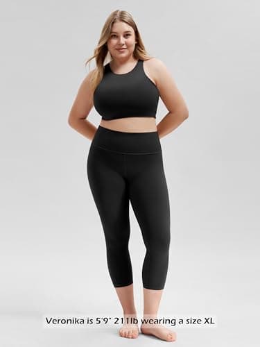 ODODOS 2-Pack Buttery Soft Lounge Yoga Capris for Women 23" High Waist Non See Through Cropped Leggings, Black+Black, XX-Large - Image 5