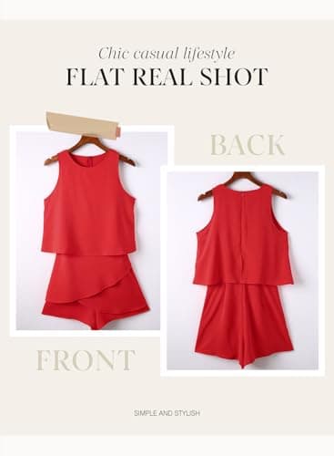 Dokotoo Womens Juniors Fashion 2025 Elegant Summer Casual Off The Shoulder Halter Neck Ruffle Chiffon Sleeveless One Piece Short Rompers Jumpsuits for Women Sexy,Red Medium - Image 4