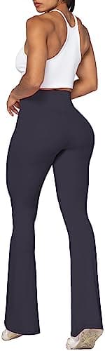 Sunzel Flare Leggings, Crossover Yoga Pants with Tummy Control, High-Waisted and Wide Leg, 30" Inseam, Graphite Large - Image 6