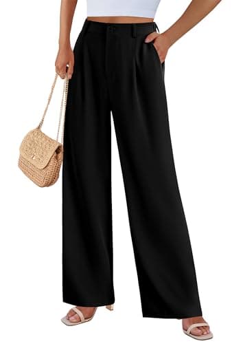 PRETTYGARDEN Wide Leg Pants for Women Trendy 2025 Fall High Waisted Business Casual Outfits Work Pant Trousers (Black,Large) - Image 3