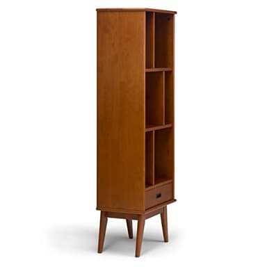 SIMPLIHOME Draper Bookcase - 64 inch Tall Solid Hardwood Storage Bookshelf in Teak Brown, Mid-Century Modern Storage for Living Room, Study Room or Office with Adjustable Shelves and Angled Legs - Image 11