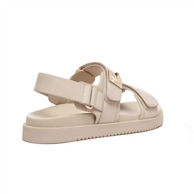 Rihero Women's Flat Sandals Comfort Adjustable Double Strap Slip on Leather Footbed Nude Sandals with Back Strap Size 9.5 - Image 3