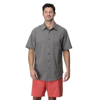 LizardHead Mens Glissade Short Sleeve Shirt, UPF 40+ (US, Alpha, Large, Regular, Regular, Charcoal Grey) - Image 2