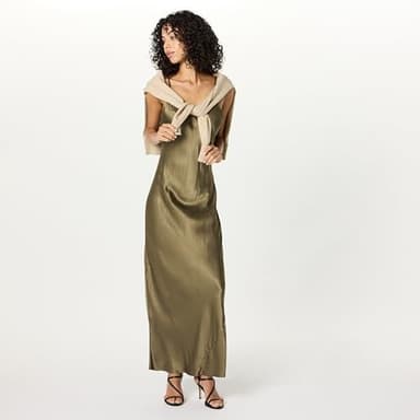 The Drop Women’s Lana Maxi Slip Dress, Bronze Olive, S - Image 4