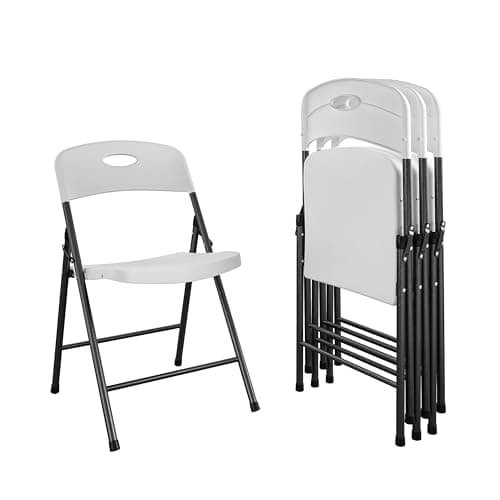 COSCO Solid Resin Folding Chair, 4-Pack, White - Image 1
