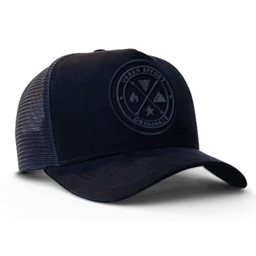 Urban Effort Mesh Trucker Hat,Men and Womens Trucker Hats with Adjustable Strap,Baseball Snapback Closure for Mountaining,Hunting&Hiking (Black/Black, Curved Trucker) - Image 1