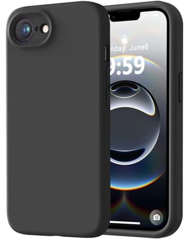 LOVE 3000 Designed for iPhone 16e Case, Premium Silicone with [Soft Anti-Scratch Microfiber Lining] Shockproof Protective Phone Case for Men Women Girls 6.1", Black - Image 1