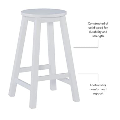 Linon Zeke White 24" Counter Stool with Round Seat - Image 8
