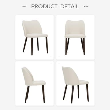 COLAMY Upholstered Dining Chairs Set of 6, Modern Fabric Dining Room Kitchen Side Chair with Padded Seat and Wood Legs for Restaurant/Cafe, Beige - Image 7
