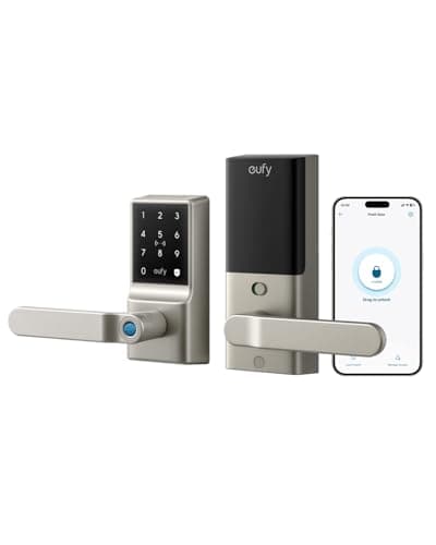 eufy Smart Lever Lock C33, Keyless Fingerprint Door Lock with Handle, Integrated Wi-Fi, Remote Control via App, Biometric Entry Knob, Auto-Locking, IP53 Waterproof, Nickel (2025 New Version) - Image 1