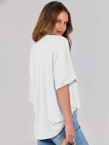 ANRABESS Womens Tops Oversized T Shirts Short Sleeve Crewneck Summer Casual Loose Basic Tee Shirt 2025 Trendy Fashion Clothes White Medium - Image 3