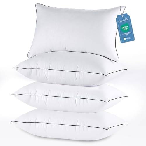 JOLLYVOGUE Bed Pillows Standard Size Set of 4, Cooling and Supportive Full Pillow 4 Pack with Down Alternative Filling for Side and Back Sleepers, Hotel Collection - Image 1
