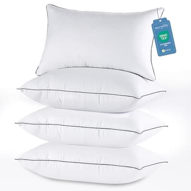 JOLLYVOGUE Bed Pillows Standard Size Set of 4, Cooling and Supportive Full Pillow 4 Pack with Down Alternative Filling for Side and Back Sleepers, Hotel Collection - Image 1