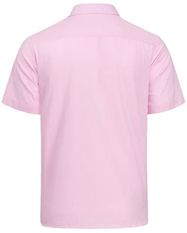 J.VER Mens Button Down Short Sleeve Shirts Casual Beach Vacation Linen Shirt Cotton Summer Clothes for Tropical Cruise Party Pink XXL - Image 4
