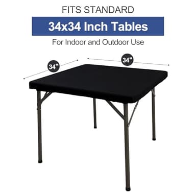 homing Square Table Cloth Cover, Waterproof Polyester Elastic Fitted Tablecloth, Washable Table Protector for Picnic, Camping, Outdoor (Black, 34" x 34") - Image 7