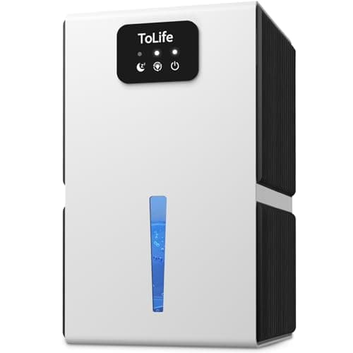 ToLife Dehumidifiers for Home 95 OZ Water Tank with Auto-Off 1000 sq.ft Sleep Mode Portable Dehumidifier for Basement Bathroom Home RV Closet Room 7 Colors LED Light, White - Image 1