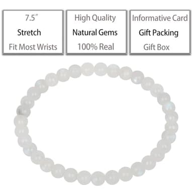 QOGIR Moonstone Bracelet - New Beginning Bracelet for Women Men - Handmade Natural Gem Stone Beaded Stretch Elastic Healing Bracelets 4mm - Image 3