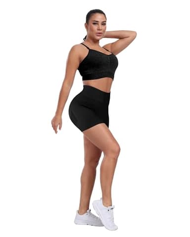 CHRLEISURE Women's 4 Packs Workout Gym Shorts, High Waisted Butt Lifting Scrunch Butt Seamless Booty Shorts(4Black,M) - Image 4