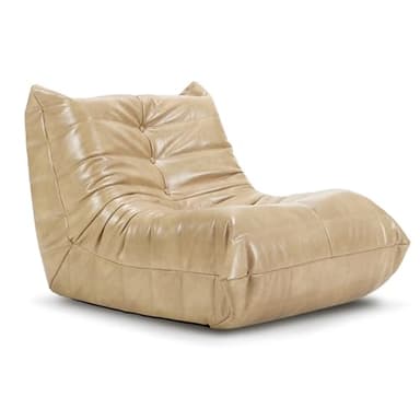 Hobestluk Giant Bean Bag Chair Lazy Floor Sofa, Memory Foam Fireside Sofa for Adults, Big Beanbag Faux Leather Armless Chair for Living Room Bedroom Dorm Office (Khaki, Single) - Image 9