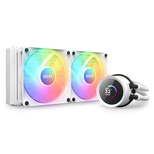 NZXT Kraken 240 RGB - 240mm AIO CPU Liquid Cooler - RL-KR240-W1 - Customizable 1.54" Square LCD Display for Images, Performance Metrics - High-Performance Pump - White - Image 1