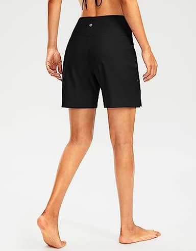 G Gradual Women's 7" Long Swim Board Shorts High Waisted Quick Dry Beach Swimming Shorts for Women with Liner Pockets(Black,XL) - Image 3