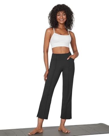 G4Free Yoga Dress Pants with Pockets Wide Leg Pants Women Strechy Yoga Flare Ankle Slacks Casual Loose Work Pants (Black-2,M,25") - Image 6