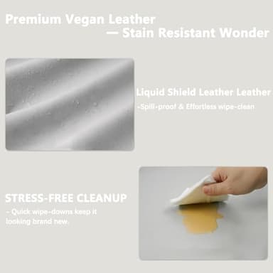 Vegan Leather Changing Pad Cover - 31"X 16" - Waterproof Wipeable, Extra Thick & Portable & Non-Slip Diaper Mat - Fits Standard Changing Tables for Baby Boy Girl (Gray) - Image 4