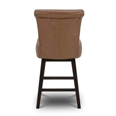 CHITA 26 Inch Counter Height Swivel Bar Stools Set of 4, FSC Certified Modern Upholstered Faux Leather Swivel Barstool Chair with Back, Saddle Brown - Image 7